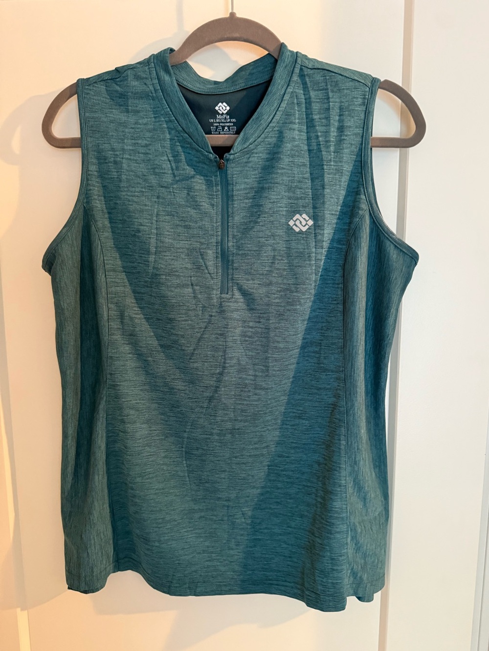 MoFiz Women’s Large Sleeveless 1/4 Zip Golf Top Teal Athletic